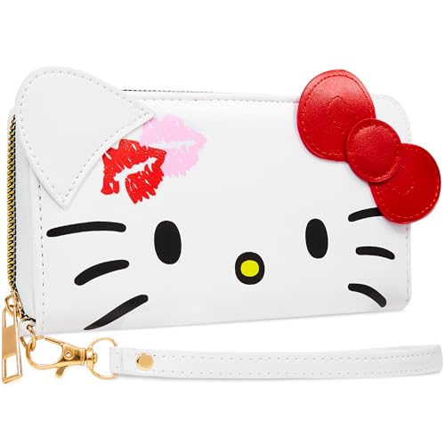 Hello Kitty Womens Wallet, Zip-Around Purse with Card Slots and Coin Pocket