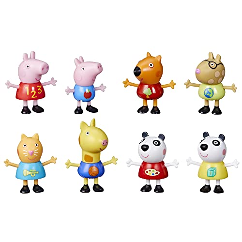 Peppa Pig School Classroom Toy Figures 8-Pack, Peppa Pig, George Pig, Peggi Panda, Candy Cat and More, Back to School Gifts for Kids, Ages 3+ (Amazon Exclusive)