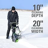 Greenworks 80V (75+ Compatible Tools) 20” Brushless Cordless Snow Blower, 2.0Ah Battery and Charger Included