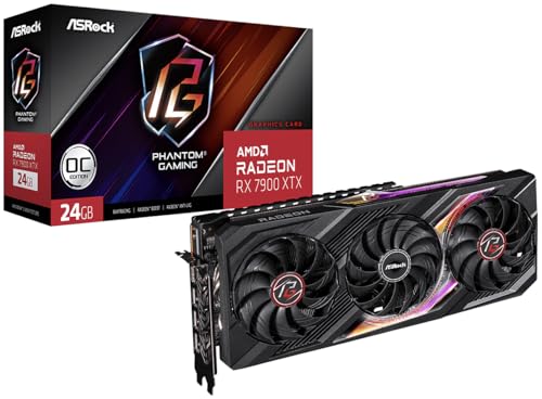ASRock Phantom Gaming Radeon RX 7900 XTX 24GB OC GDDR6 PCI Express 4.0, Boost Clock*: Up to 2615MHz / 20Gbps, 24GB GDDR6 on 384-Bit Memory Bus, Polychrome SYNC, Phantom Gaming 3X Cooling System.