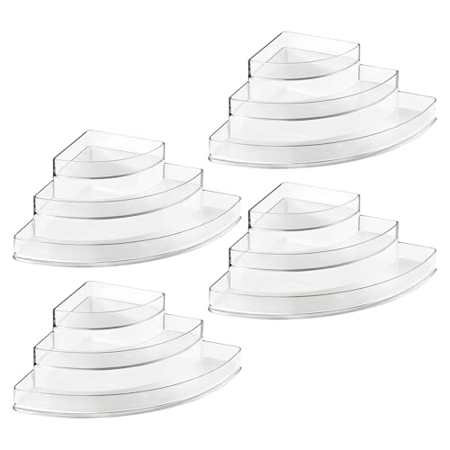 iDesign Corner Spice Rack Organizer for Countertop, Pantry, or Cabinet - Set of 4 - Clear