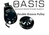 Oasis Automotive Starter and Import Suppliers BBC SBC Chevy Black Saginaw Style Power Steering Pump w/Double Groove Pulley