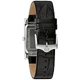 Bulova Men's Stainless Steel 3-Hand Calendar Date Quartz Watch with Black Leather Strap, Rectangle Dial Style: 96B107