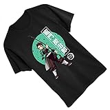 Demon Slayer Mens Anime T-Shirt Kimetsu No Yaiba Shirt - Tanjiro Kamado Tee (Black, XX-Large)