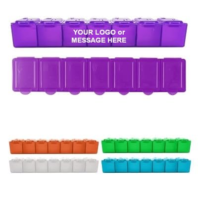 125-Qty Custom 7 Day Pill Containers - Bulk Promotional Pill Boxes with Your Printed Logo or Copy
