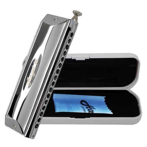 Harmo Angel 16 Chromatic Harmonica Key of C - 16 Hole Mouth Organ with Precision Slider, 4-Octave Range, Suitable for All Genres - Harmonicas for Beginners to Professionals, Designed in USA