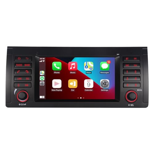 LXKLSZ Car Stereo for BMW E39 E53 5 Series X5 M5 Compatible with Wireless Carplay/Android Auto with 7 inch IPS Touch Screen/Bluetooth/Mirror Link/FM/AM/USB/High Power