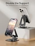 Nulaxy 2-Pack 360 Rotating Phone Stand, Fully Adjustable Foldable Phone Holder, Aluminum Desktop Cradle with Anti-Slip Base, Office Accessories Dock for All Phones with Thick Case, Black