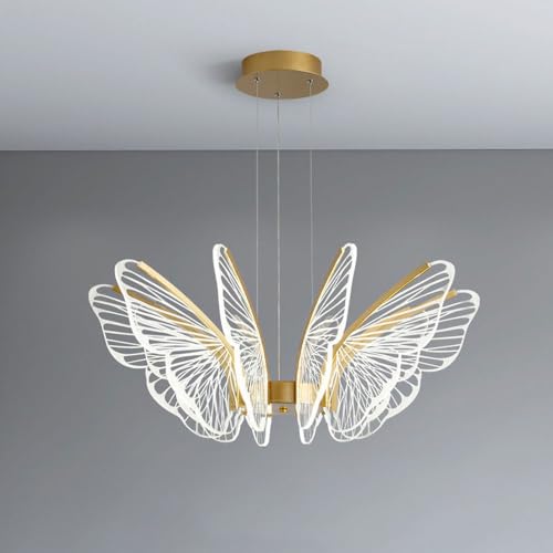 Modern Ceiling Light Fixture,8 Heads LED Butterfly Chandelier,Metal Acrylic Flush Mount Lamp,Large Contemporary Ceiling Pendant Light for Foyer High Ceiling Living Room 3000K-6000K