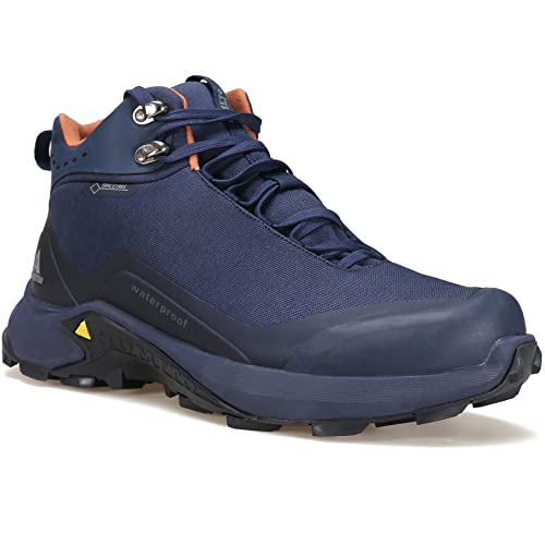 HUMTTO Men's All-Terrain Waterproof Hiking Boots Lightweight Breathable Outdoor Ankle Boots Trekking Hiking Shoes 7.5 Blue