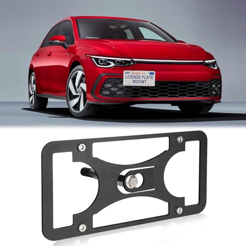 Front Bumper License Plate Mount Compatible with Volkswagen GTI/Golf R 2022-2023, No Drill Front License Plate Frames Tow Hook License Plate Bracket Holder Mounting Kit Car Accessories