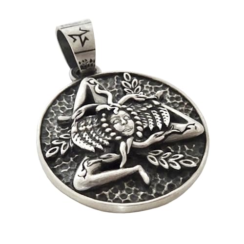 Medusa Triskelion Sicilian Sterling Silver 925 Handmade Pendant with or without Chain Necklace Trinacria Oxidized