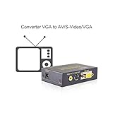 eKL VGA to AV Adapter Converter Box VGA Input Composite RCA S-Video VGA Output Computer PC Laptop to TV Display Projector Connector