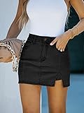 luvamia Skorts Skirts for Women Denim Mini Skirt Side Slit with High Waisted Jean Shorts Stretchy Black Skirt Mini Beach Shorts for Women Jean Shorts Womens Jean Skirt for Women Soft Black Size Large