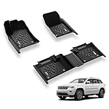 3W Floor Mats Compatible for Jeep Grand Cherokee 2013-2015 (Non L) TPE All Weather Custom Fit Floor Liner 1st and 2nd Row Full Set Car Mats, Black
