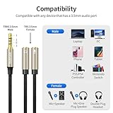 XANHAM 3.5mm Headphone Splitter Y Shape 1/8 Inch 2 TRS Female to 1 TRRS Male Mic and Audio 4 Pole Headset Stereo Adapter Cable Cord Compatible with Laptop, Smartphone, PC, Tablet, Gaming, etc