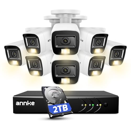 ANNKE 8CH 3K Security Camera System with Audio/Mic, 8 Channel Surveillance AI DVR and 8X 5MP 2960 * 1665 CCTV Cams with Dual Light, Human/Vehicle Detection, IP67, Color Night Vision, 2TB Hard Drive
