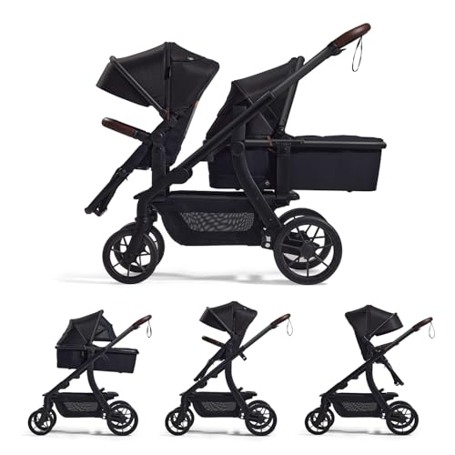 Momcozy ChangeGo Baby Stroller, Convertible Single-to-Double-to-Wagon Stroller with 23 Configurations, Bassinet and Seat Included, Large PU Wheels, All-Wheel Suspension ＆ Extendable UPF50+ Canopy