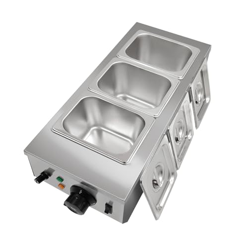 3-Tank Chocolate Tempering Machine - 1200W Stainless Steel Electric Chocolate Melting Pot with Temperature Control & Lid, Commercial Food Warmer for Bakeries, Restaurants (1.8QT x3)