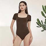 CE' CERDR Women’s 5 Pack Short Sleeve Bodysuits Square Neck T-shirt Basic Casual Tops Body suit