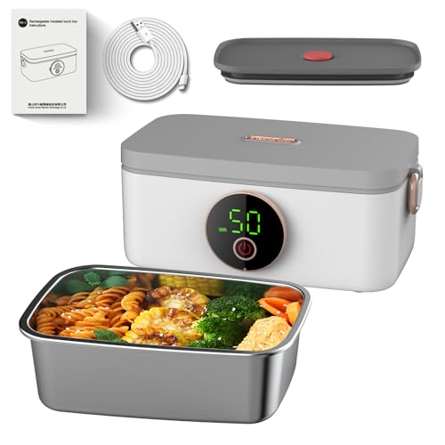 Cordless Electric Lunch Box,Rechargeable Self-Heating Food Warmer with 1000ML Container,Battery-Powered Heated Lunch Box,Perfect for Travel and Work