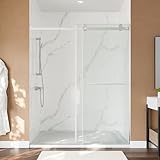 NicBex Glass Shower Door 56-60" W x 72" H Frameless Double Sliding Shower Door with 5/16" (8mm) Thick SGCC & ANSI Tempered Glass Door and L-Shaped Water Retaining Strip for Bathroom, Brushed Nickel