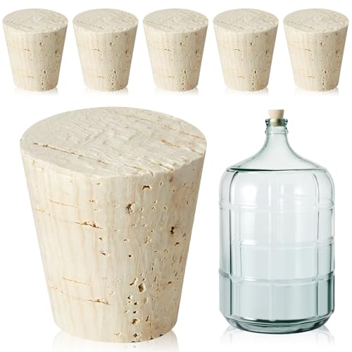 Ziliny Glass Carboy Corks Carboy Stopper for Most 5 Gallon Glass Bottles and a Small Number of 3.5.6 Gallon Bottles Tapered Fermentation Carboy Cap Cork Stoppers 1.57x1.5x1 Inch（6 Pcs）