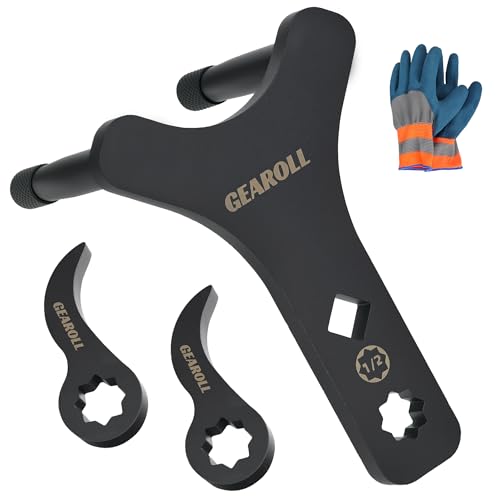 GEAROLL Lower Control Arm Prying Tool with Two Pry Bar Wrench Adaptor Head, Suspension Specialty Arm Lever Bushing Tool, Ratchet Pry Bar Attachment, Compatible with 1/2" Drive Extension Breaker Bar