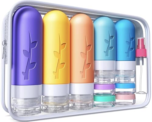 19pack Travel Bottles for Toiletries, TSA Approved Silicone Travel Size Containers for toiletries, Refillable & Leakproof Travel shampoo and conditioner bottles