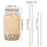 ANOTION Mason Jar with Lid and Straw, 32oz Wide Mouth Cup Reusable Drinking Glasses Tumbler Smoothie Water Bottles for Iced Coffee Margaritas Ice Cream Juice Cocktail Travel Office Home