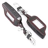 JINYISI 3 Buttons Leather Car-Styling Key Cover Case,Fit For Starline B9 B6 A91 A61 Twage Two Way Car Alarm System keychain