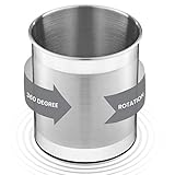 FineDine Rotating Utensil Crock with Weighted Base for Stability, Stainless Steel Utensil Caddy with Removable Divider, Brushed Stainless Steel