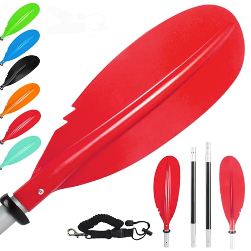 Kayak Paddles Adjustable 88in 4 Piece Kayak Oars Boat Paddles for Adults with Paddle Leash, Canoe Paddles for Kayaking Rafting Jet Ski Canoe Outdoor Kayak Water Sports and Safety Boat Accessories