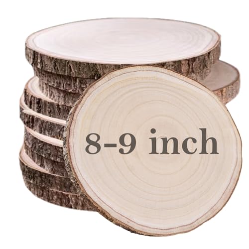 10 Pcs Natural Paulownia Wood Slices 8-9 Inches,Wood Slices for Centerpieces Table Decorations,Unfinished Rounds Wood for Crafts,Wood Slice for Rustic Wedding Decoration Projects