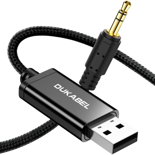 DUKABEL USB to 3.5mm Aux Cable, USB to 3.5mm Jack Cord for PC PS4 PS5 USB2.0 to 1/8’’ Male Auxiliary Audio Cable for Headphone Speaker(4FT/1.2Meter) Do Not Work for TV Car PS3 Truck Amplifier