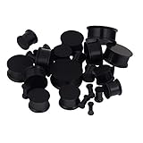 JOYTOYOU 26Pcs Black Silicone Ear Gauge Plugs Stretching Kit Double Flared Flesh Tunnels Saddle Expander Set 8g to 1"