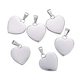 LiQunSweet 10 Pcs 304 Stainless Steel Heart Shape Charm Blank Thick Tags Pendants for Valentine Gift Women Necklace Jewelry Accessories Making DIY Material 23mm (0.91 Inch)