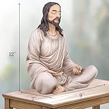 Jesus Statue 12" Natural - Meditation Statue Decor - Jesus Figurine for Any Room - Great Gift for Christians or Spiritual Friends