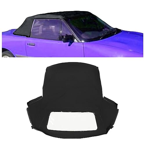 KUAFU Convertible Soft Top Compatible with 1990-June 1993 Ford Mercury Capri (Black Sailcloth Top & Clear Plastic Window)