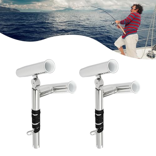 LYNICESHOP Double Ended Fishing Rod Holders, Boat Double Angle Fishing Rod Holder Stainless Steel Outrigger Adjustable Boat Fishing Rod Holder for Marine Yacht, Boat, Kayak, Camper