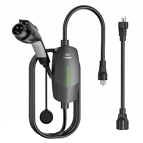 EVDANCE Level 1&2 EV Charger, Electric Vehicle Portable Charger with 25FT Cable, Home EV Charging Station for J1772 Electric Cars, 16Amp 110V-240V, NEMA 6-20 & NEMA 5-15 Plug