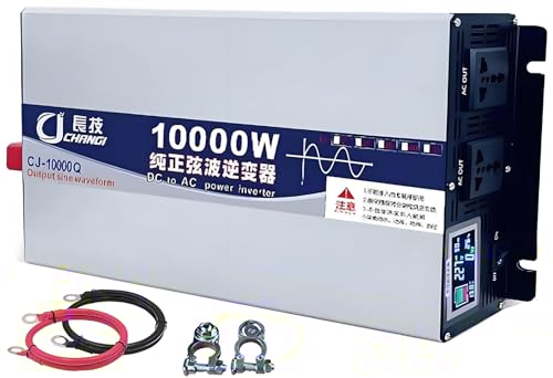 Upgraded high Power 6000W 8000W 10000W 12000W 16000W Pure Sine Wave Power Inverter 12V 24V 48V DC to 110V 220V AC Converter with LED Display for Car/RV Home Solar System(10000W,12Vto220V)