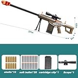 Kyliandi Soft Bullet Toy Gun Sniper Rifle with Scope Realistic Shell ejecting Foam Blaster Fake Gun Look Real shotgun Dart Pellet Shooting Game for Boys Teen Adults Gifts Age 8+ 10 12 Year Old (Brown)