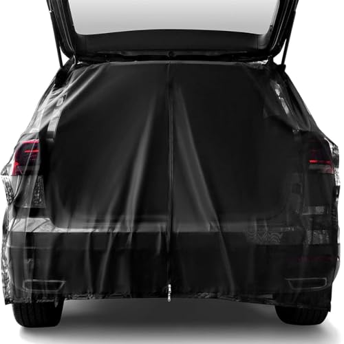 ZNDAW Car Tailgate Mesh Screen, Magnetic Mount Auto Tailgate Rear Windshield Sunshade Net, Breathable Trunk Mesh Tent Vehicle Camping for SUV Van MPV, Camping Gear Accessories (L: 65"×59")