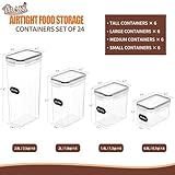 PRAKI Airtight Food Storage Containers Set with Lids - 24 PCS, BPA Free Kitchen and Pantry Organization, Plastic Leak-proof Canisters for Cereal Flour & Sugar - Labels & Marker