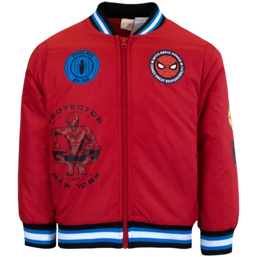 Marvel Superheroes Bomber Jacket for Boys, Spider-Man Bomber Jacket (Red, Size 5/6)