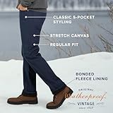 Weatherproof Vintage Mens Fleece Lined Pants - Mens Work Stretch Canvas Fleece Lined Pants Men Outdoors - Regular Fit Fleece Lined Work Pants for Men - Insulated Pants for Men - Winter Pants for Men