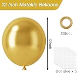 RUBFAC 120pcs Gold Balloons 12 Inches Chrome Metallic Balloons, Metallic Gold Balloons for Graduation Anniversary Wedding Party Supplies Garland Arch Decoration