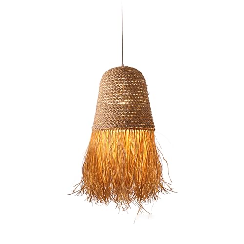 CDULOKLB Japanese Wabi-Sabi Rattan Pendant Light – Handwoven Grass Willow Hanging Lamp, Adjustable Ceiling Fixture for Bedroom, Living Room, Coffee Shop, and Restaurant Decor