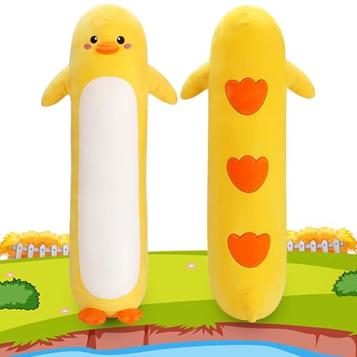 Sprinqdawin Large Duck Plush,33.5" Cute Plushies Long Duck Stuffed Animal,Weighted Duck Plush Toys,Cuddly Sleeping Hugging Pillows, Soft Giant Body Pillow,Duck Plushy Gift at Birthday Kids Adults